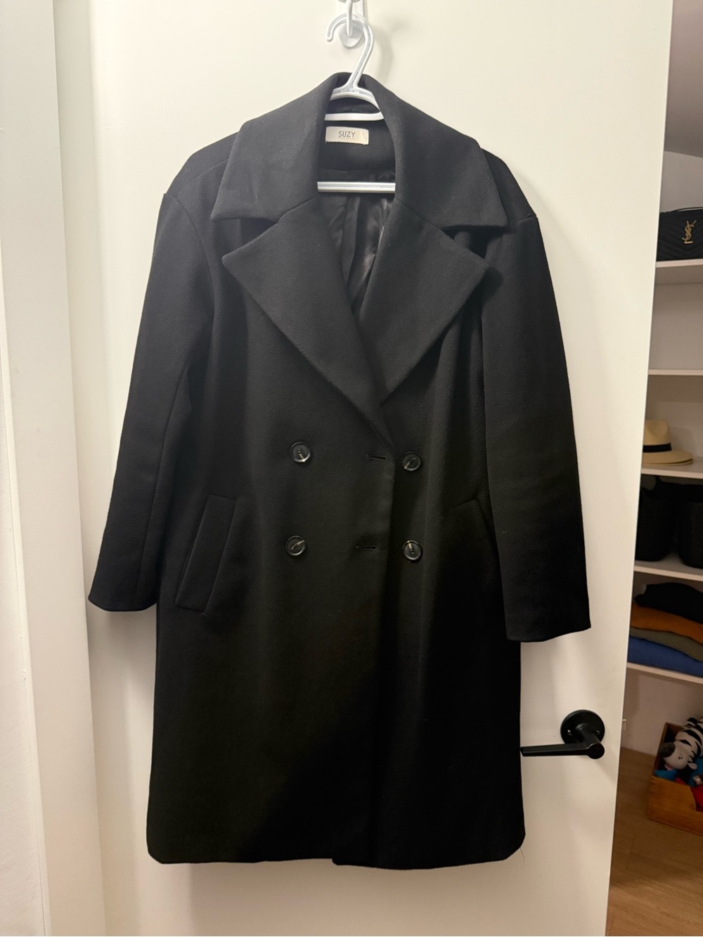 Suzy Black Double-Breasted Coat